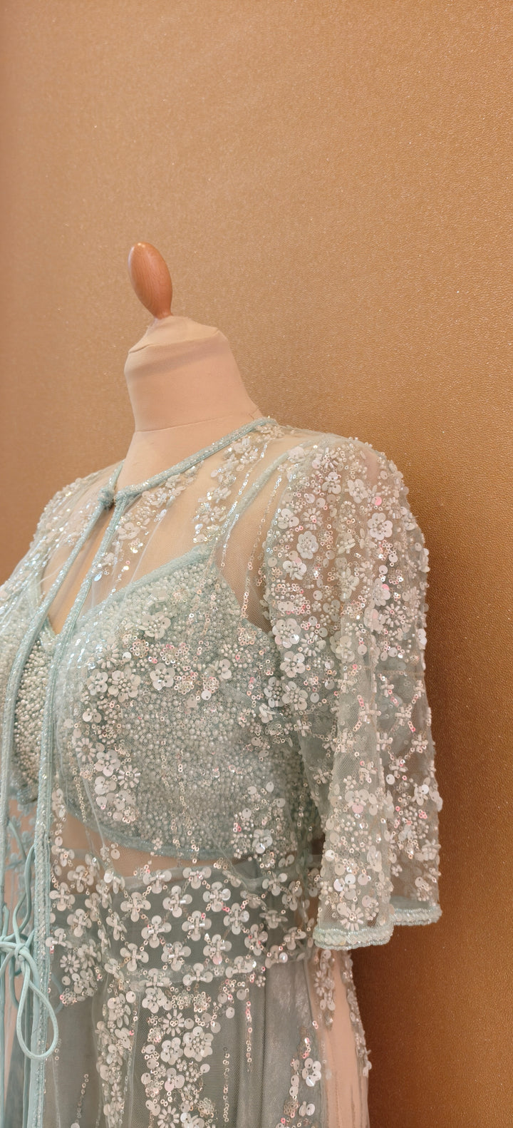 Powder Blue Embellished Three-Piece Indo-Western Set| Private Collections