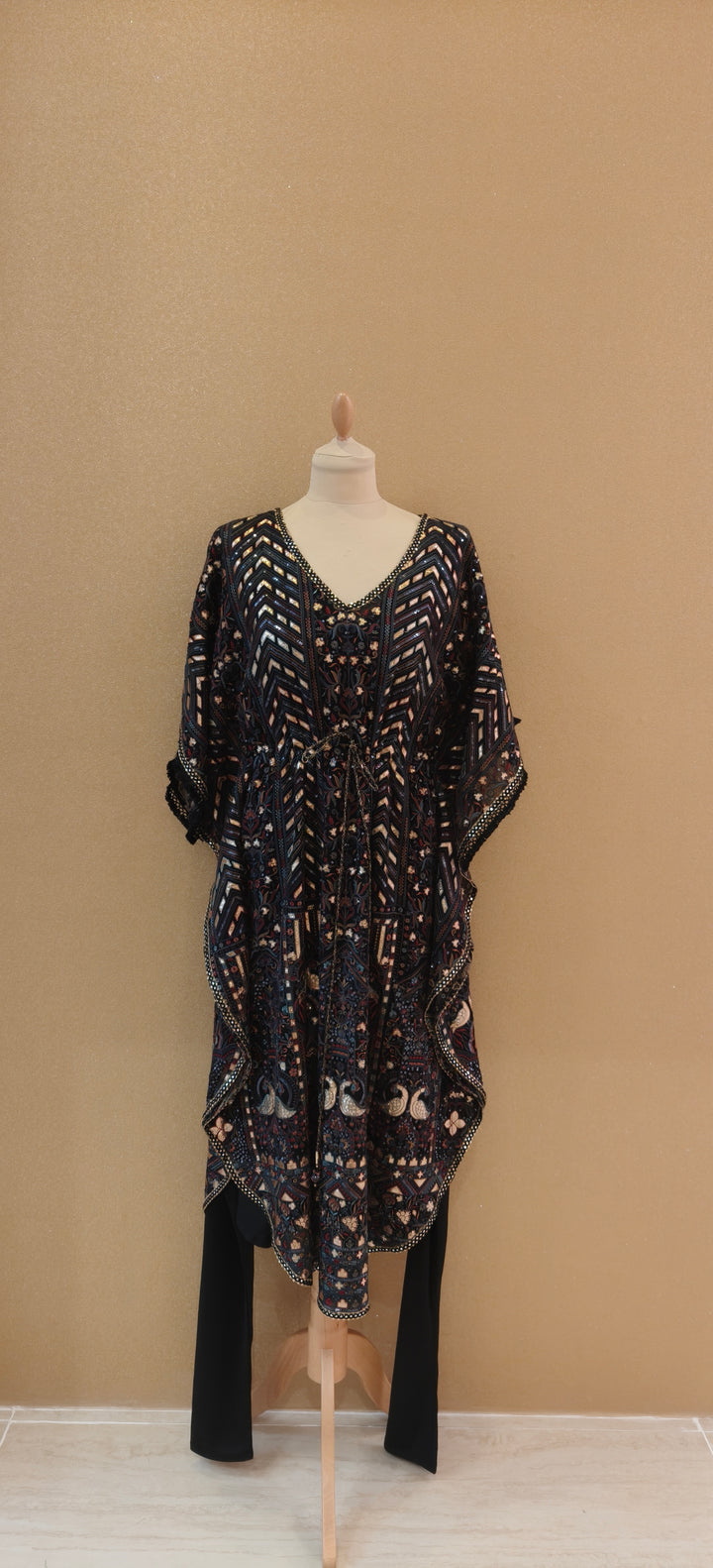 Black Threadwork incut jumsuit with Belt| Private Collections