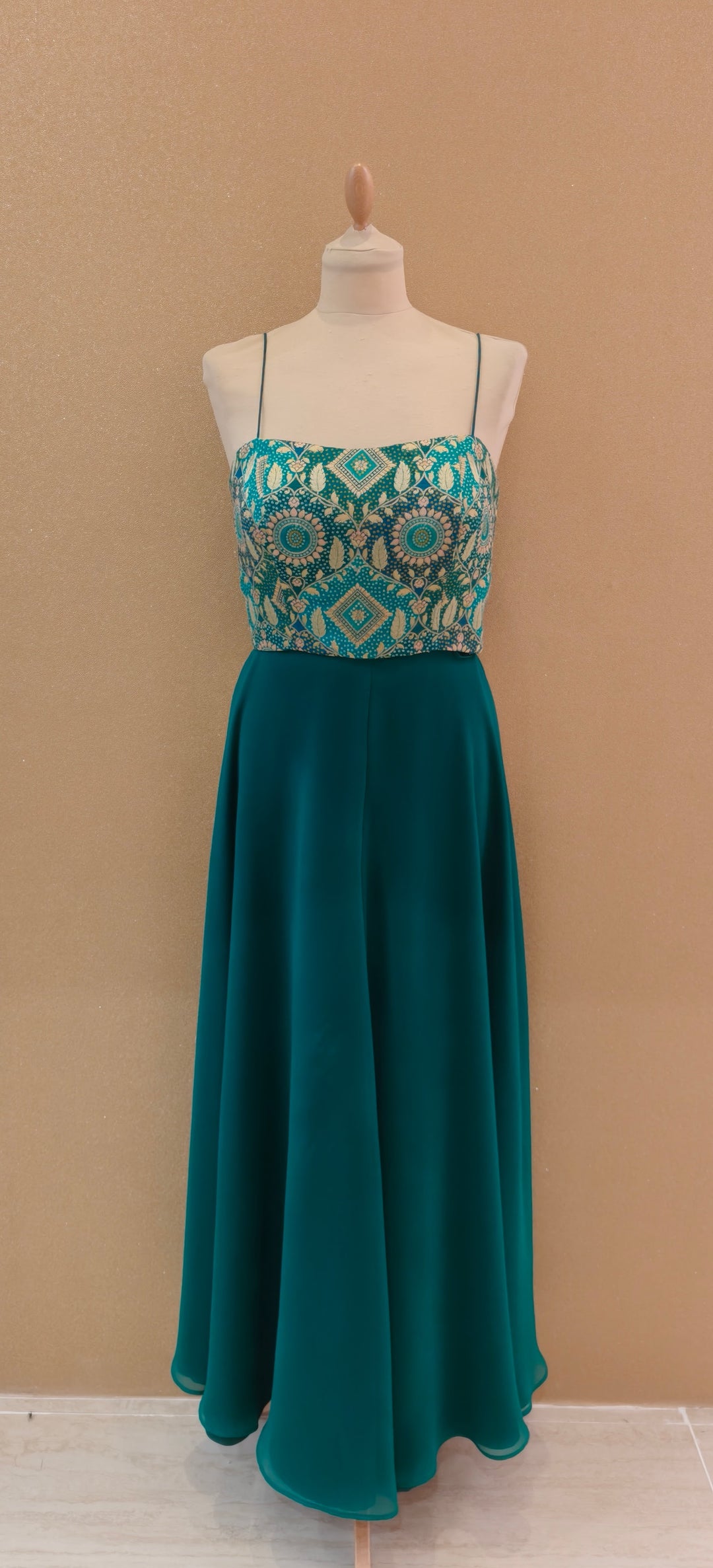 Rama Green Bandhani Gilet with Tassels, Tube and Georgette Sharara| Private Collections