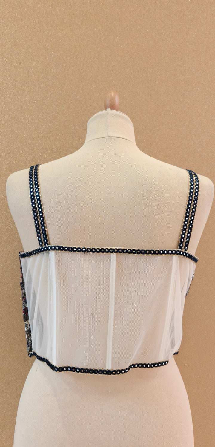 White Thread Work Gilet with Tassels, Tube Top and Straight Pants| Private Collections