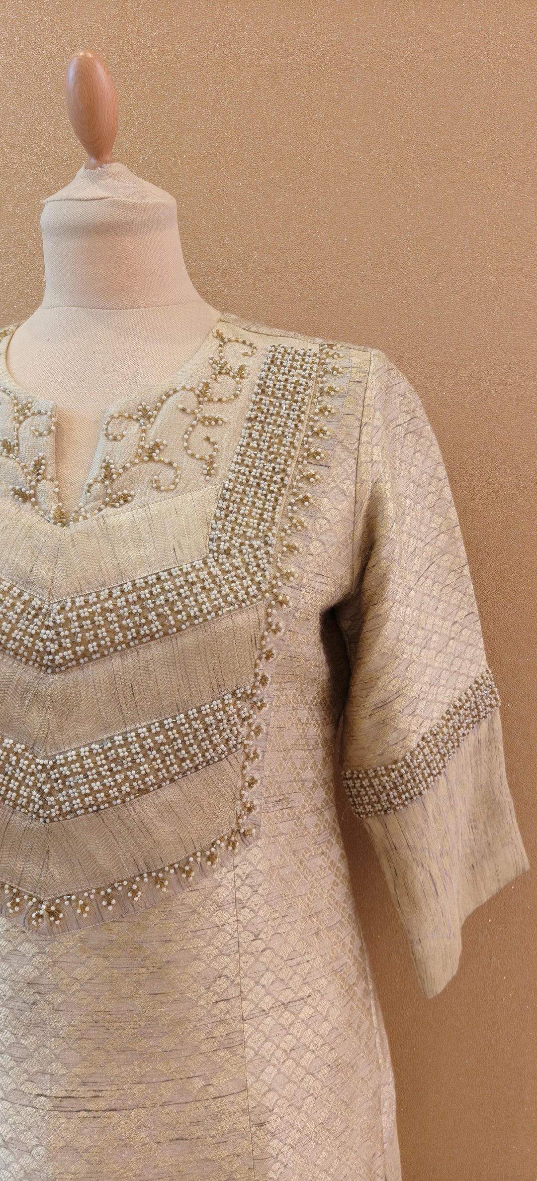 Banarasi Munga Silk Designer Suit with Hand-Embroidered Suit| Essence By Monika