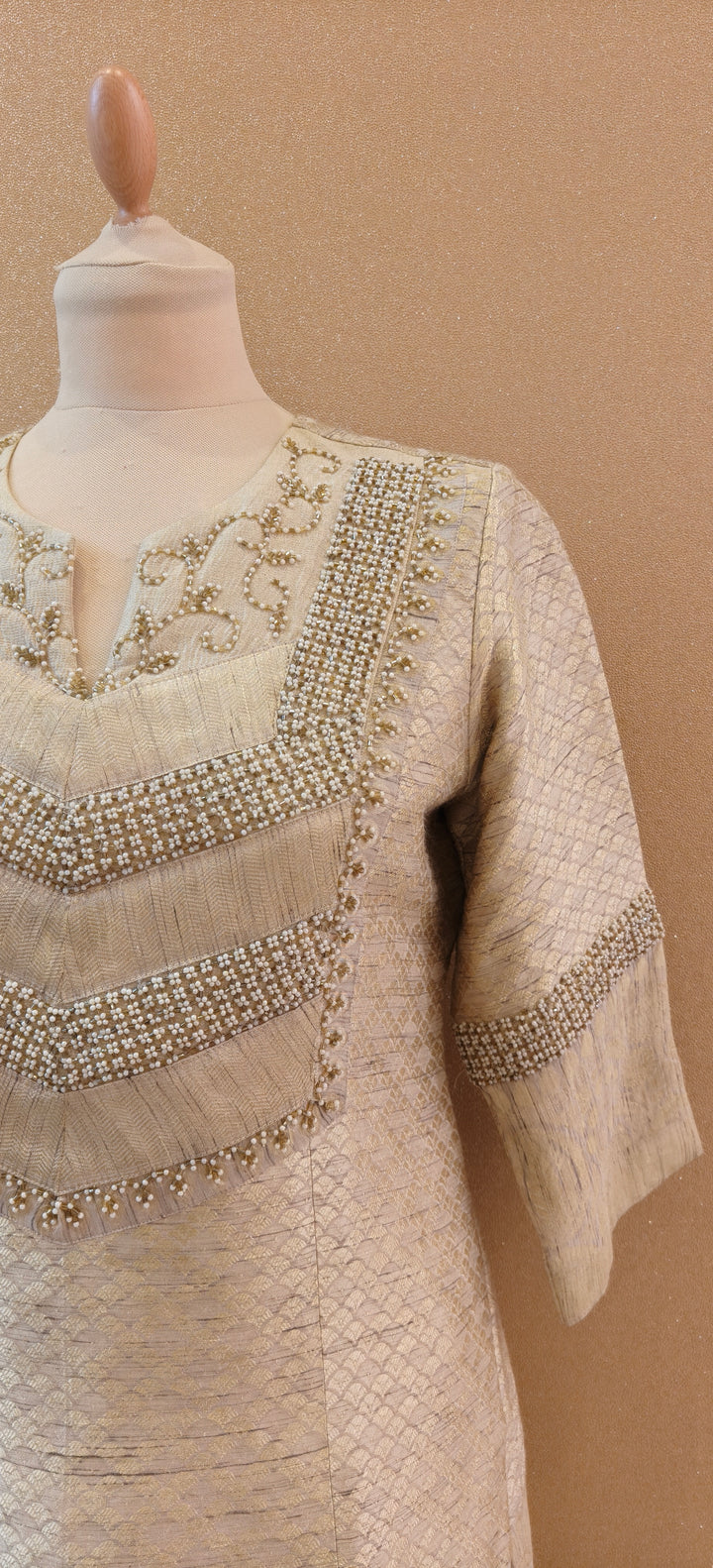 Banarasi Munga Silk Designer Suit with Hand-Embroidered Suit| Essence By Monika