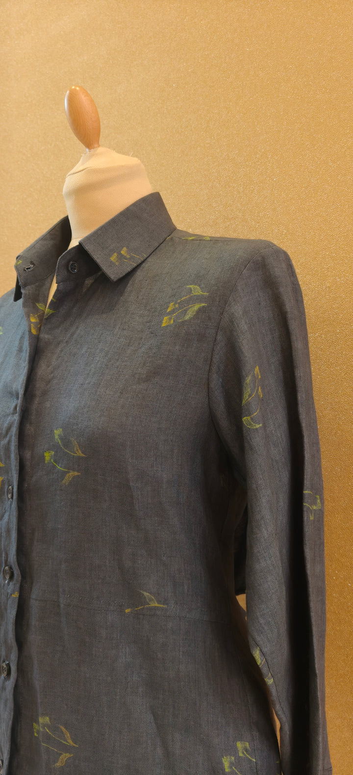 Blue Printed Petals Back Knot, Pure Linen Set| Essence By Monika