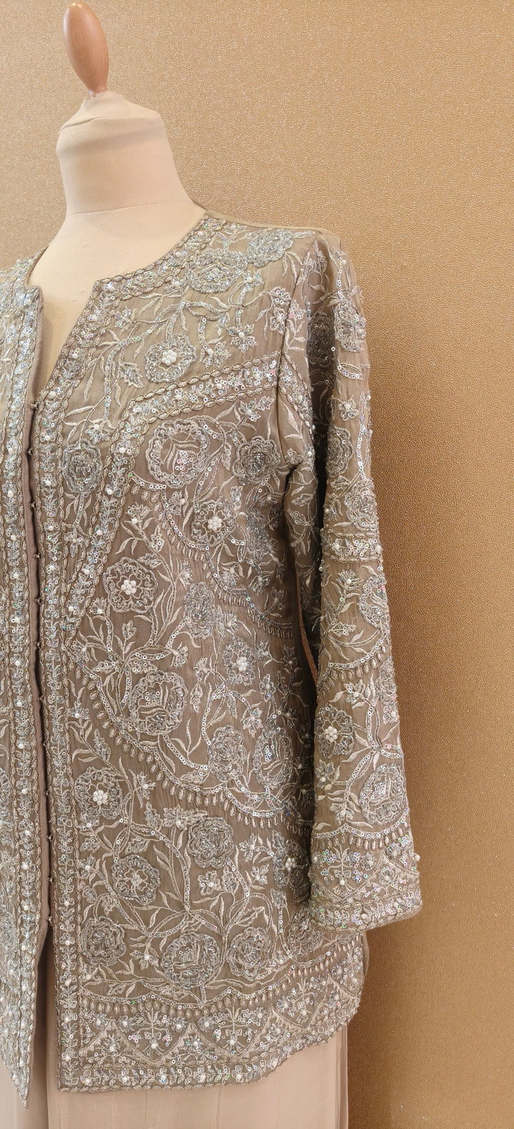 Taupe Embroidered Kurta Set with Dupatta |Basanti Kapde Aur Koffee