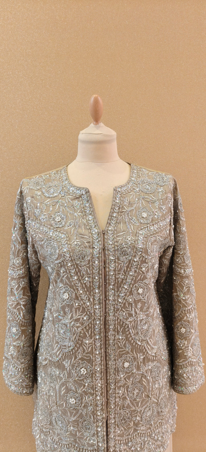 Taupe Embroidered Kurta Set with Dupatta |Basanti Kapde Aur Koffee