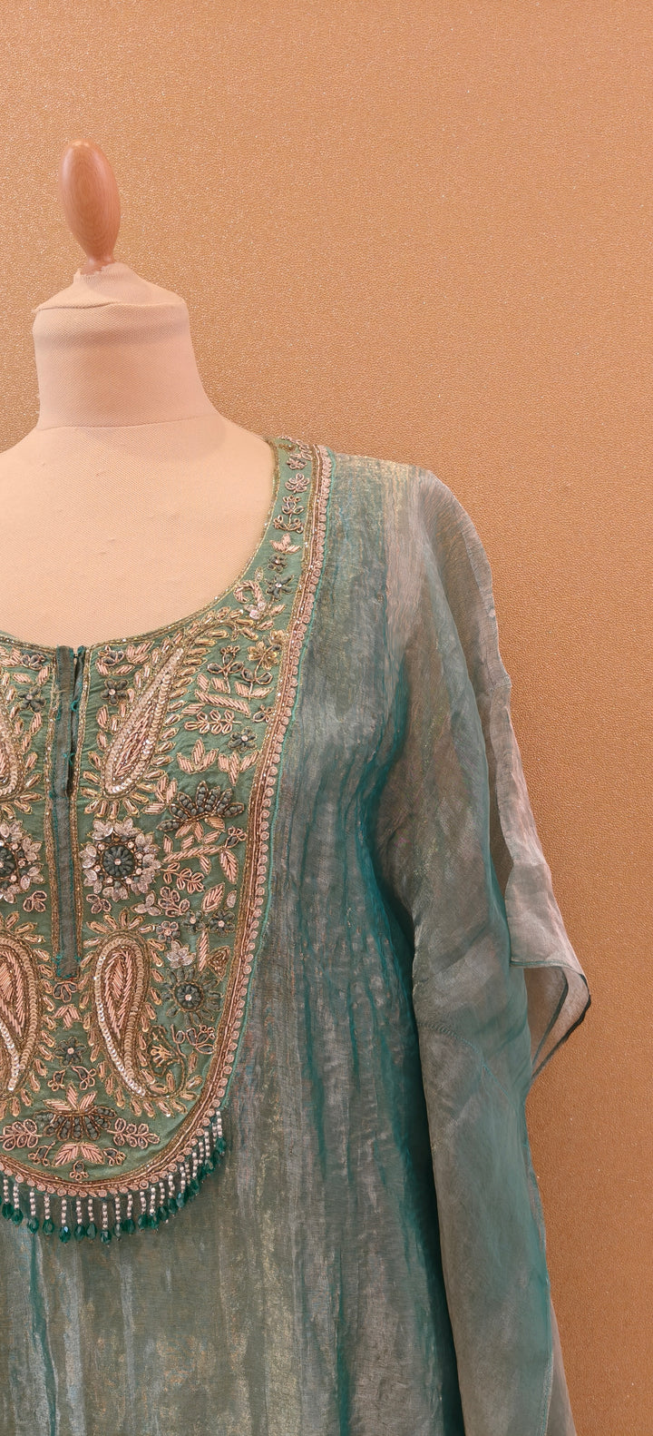 Aqua Stillness Embellished Kaftan Set| Basanti Kapde Aur Koffee