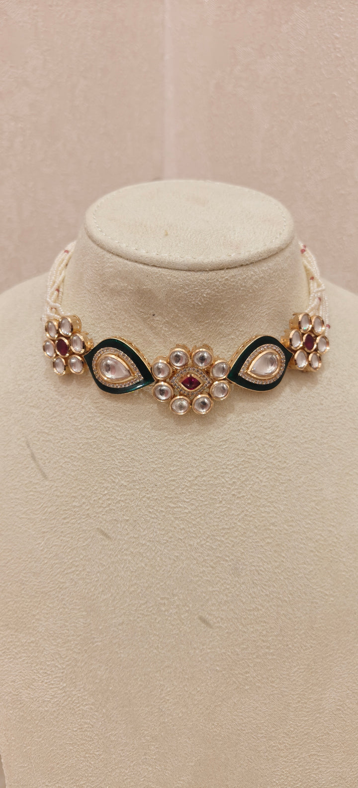 Enamel & Pearl Choker Set|Inaayat By Divya Taimni