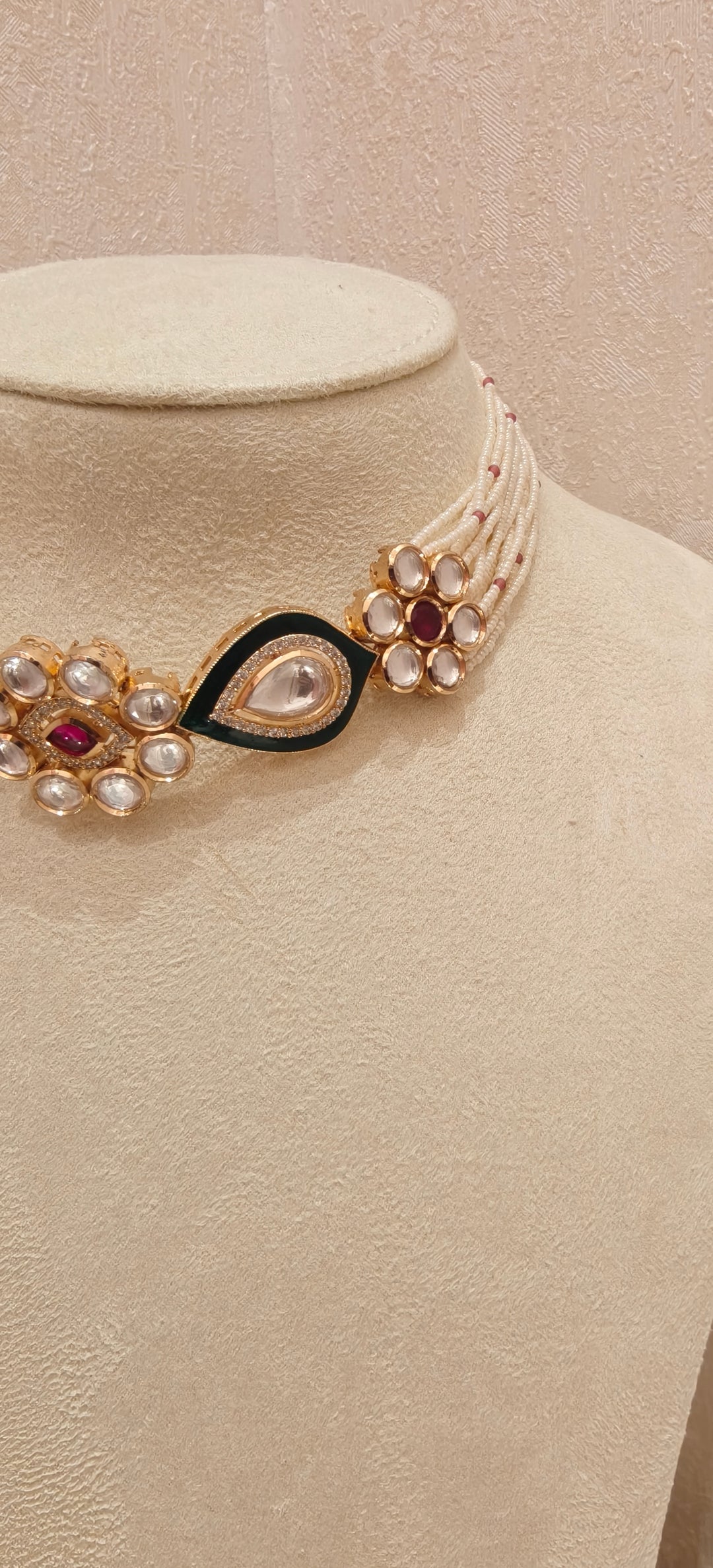 Enamel & Pearl Choker Set|Inaayat By Divya Taimni