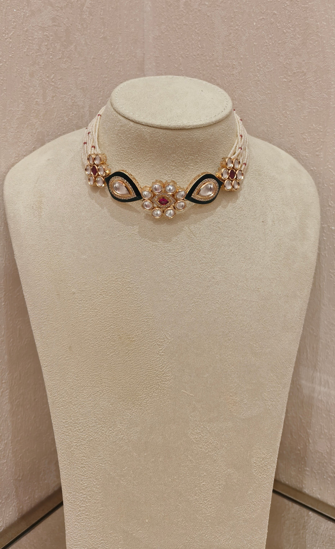 Enamel & Pearl Choker Set|Inaayat By Divya Taimni
