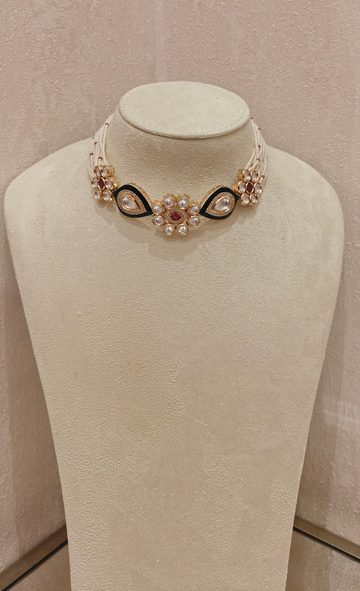 Enamel & Pearl Choker Set|Inaayat By Divya Taimni