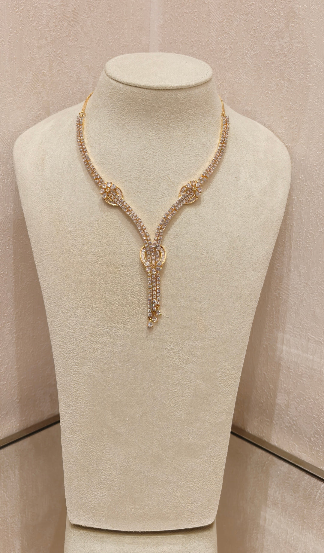 Radiant Crystal Y-Necklace & Earring Set|Inaayat By Divya Taimni