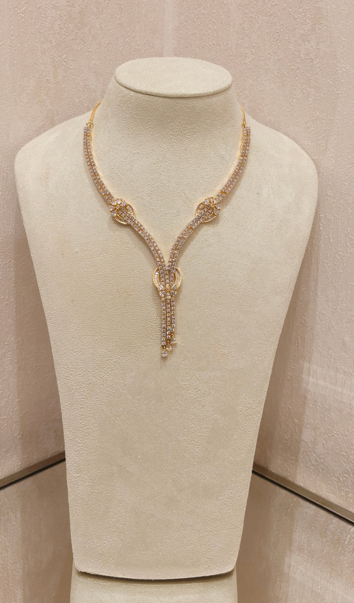 Radiant Crystal Y-Necklace & Earring Set|Inaayat By Divya Taimni