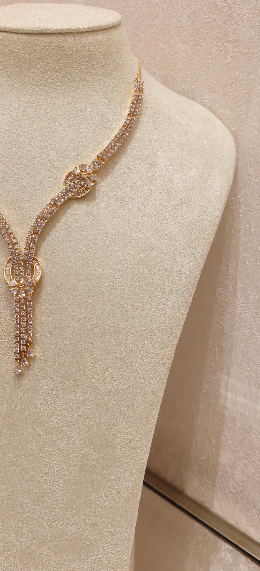 Radiant Crystal Y-Necklace & Earring Set|Inaayat By Divya Taimni