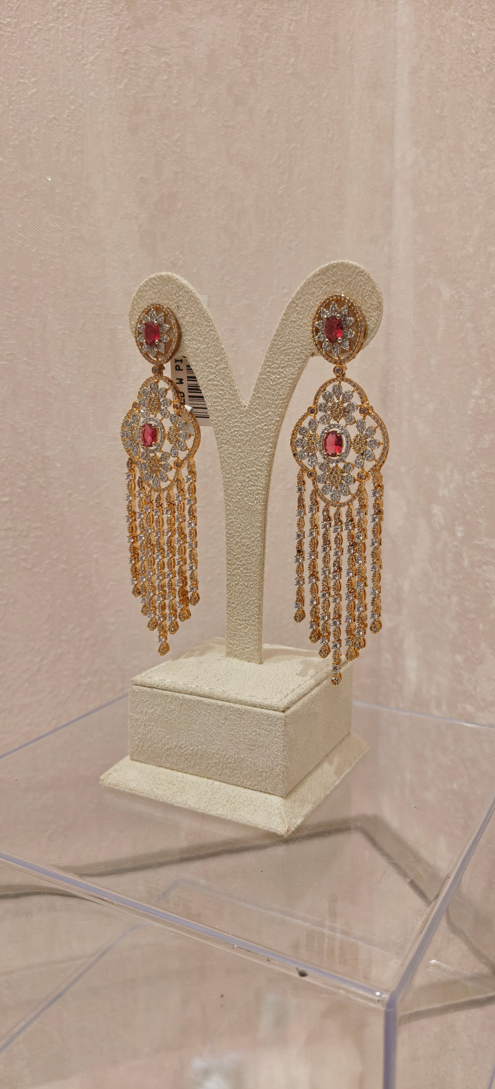 Ornate Gold & Ruby Chandelier Earrings|Inaayat By Divya Taimni