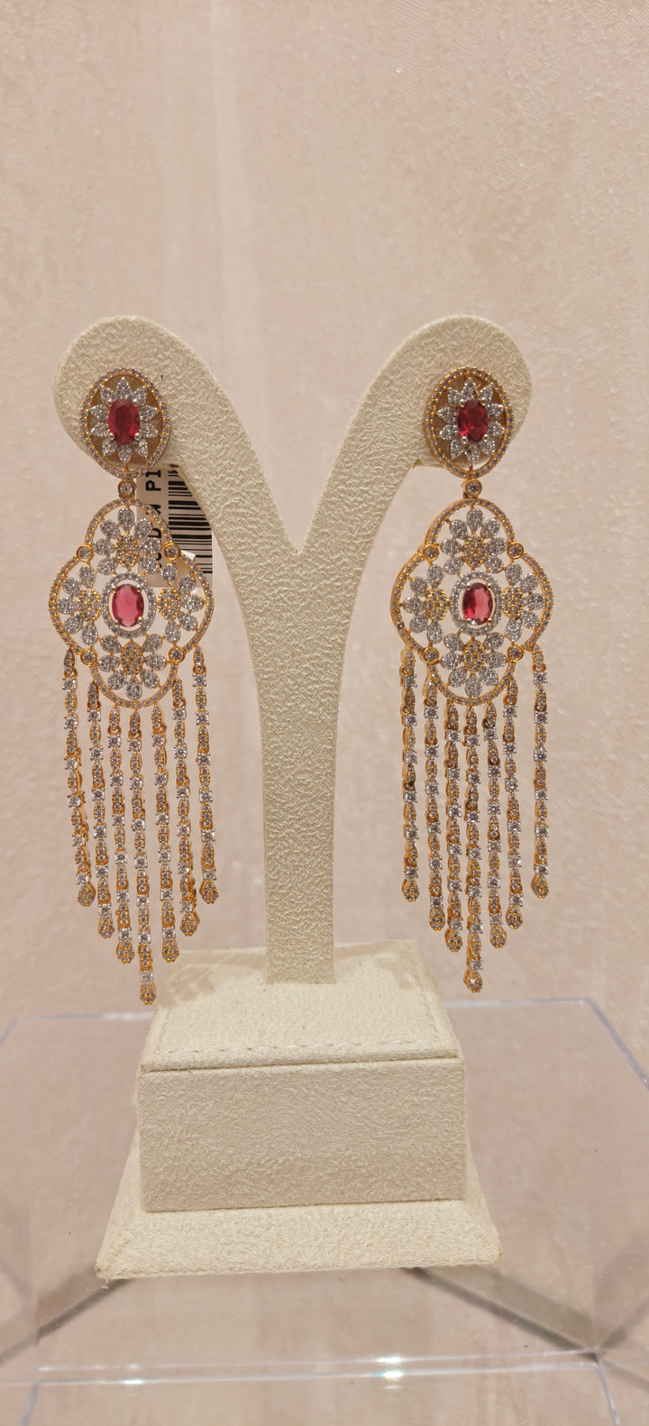 Ornate Gold & Ruby Chandelier Earrings|Inaayat By Divya Taimni