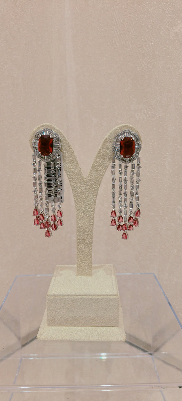 Glamorous Ruby Tassel Earrings|Inaayat By Divya Taimni