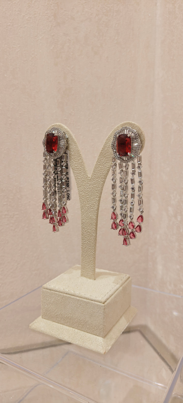 Glamorous Ruby Tassel Earrings|Inaayat By Divya Taimni