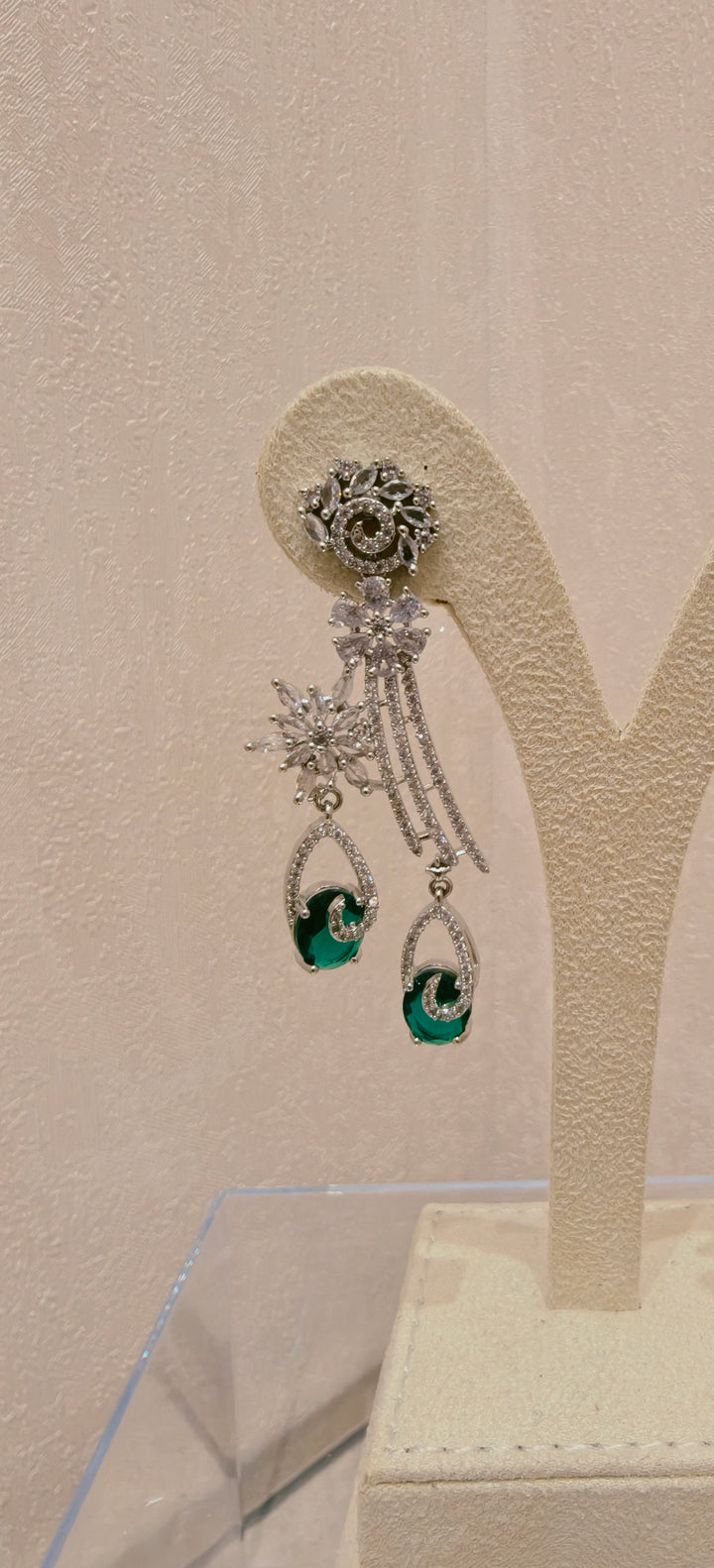 Elegant Emerald Drop Earrings|Inaayat By Divya Taimni