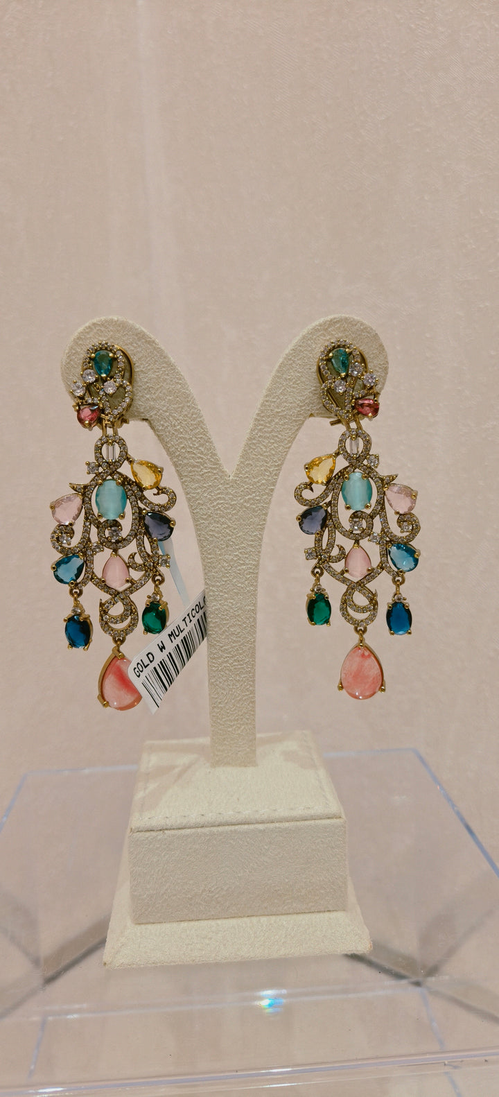 Exquisite Multicolored Stone Statement Chandelier Earrings|Inaayat By Divya Taimni