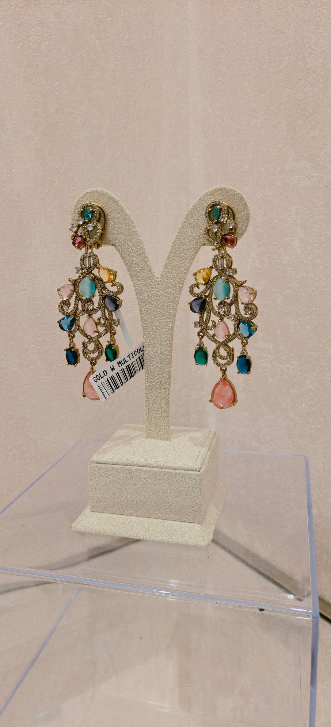 Exquisite Multicolored Stone Statement Chandelier Earrings|Inaayat By Divya Taimni