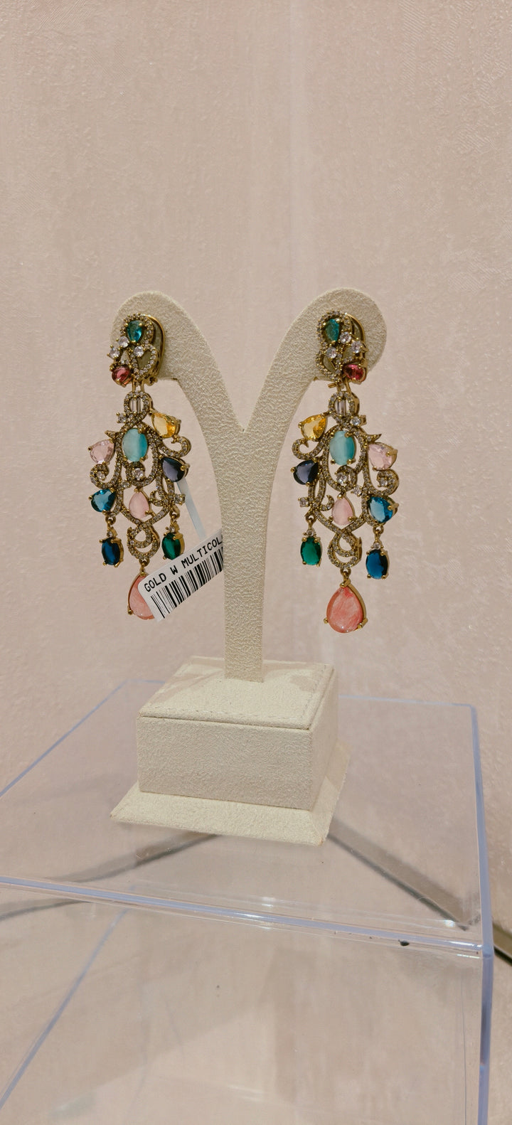 Exquisite Multicolored Stone Statement Chandelier Earrings|Inaayat By Divya Taimni