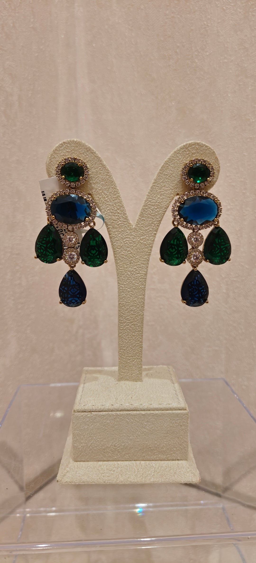 Blushing Rose & Midnight Blue Statement Earrings|Inaayat By Divya Taimni