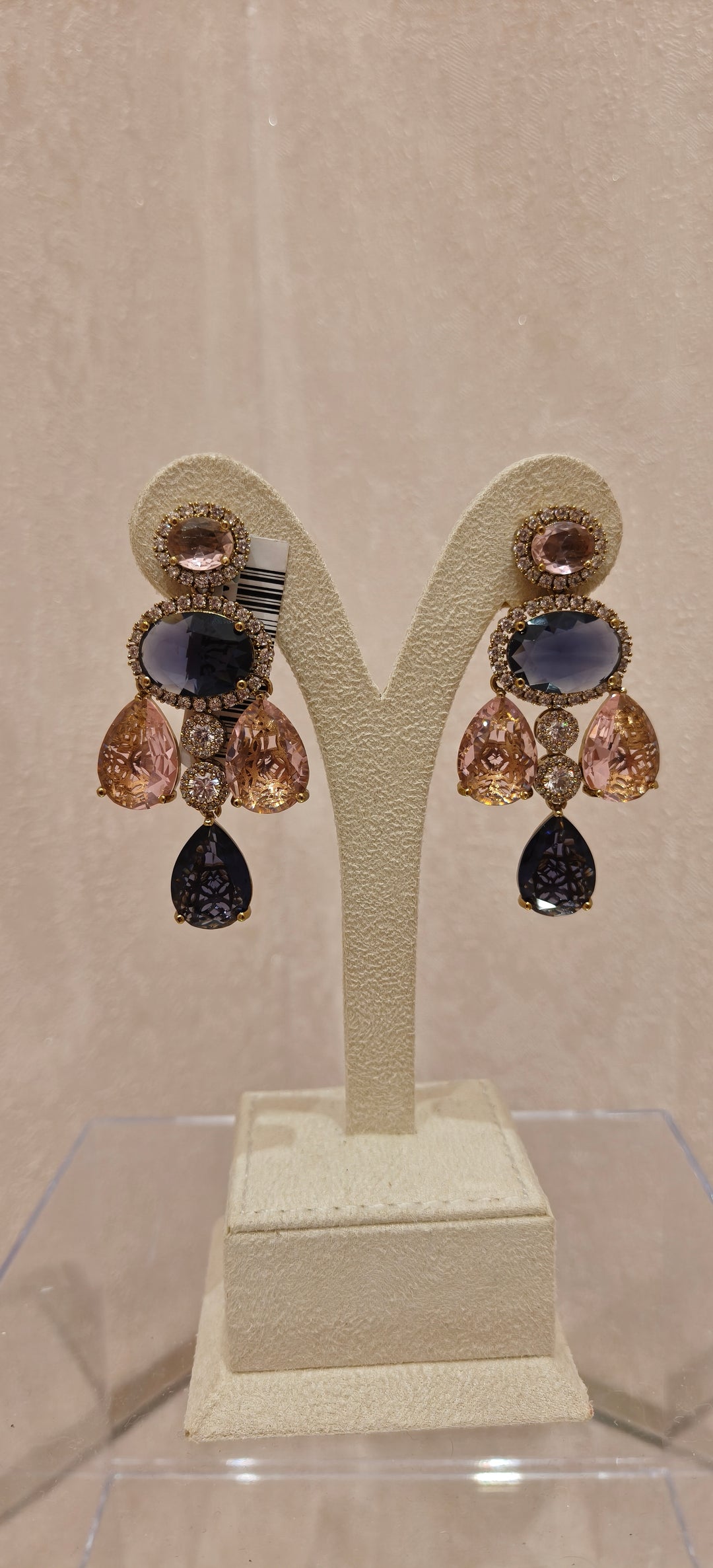 Blushing Rose & Midnight Blue Statement Earrings|Inaayat By Divya Taimni