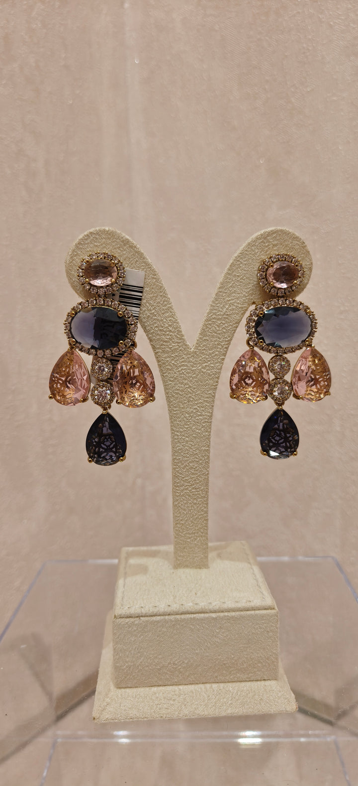 Blushing Rose & Midnight Blue Statement Earrings|Inaayat By Divya Taimni