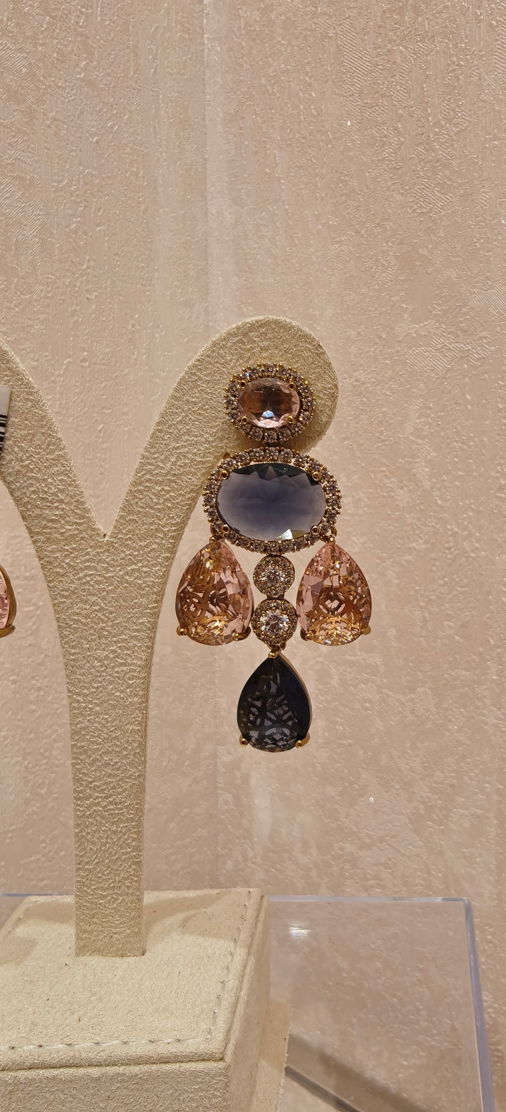 Blushing Rose & Midnight Blue Statement Earrings|Inaayat By Divya Taimni