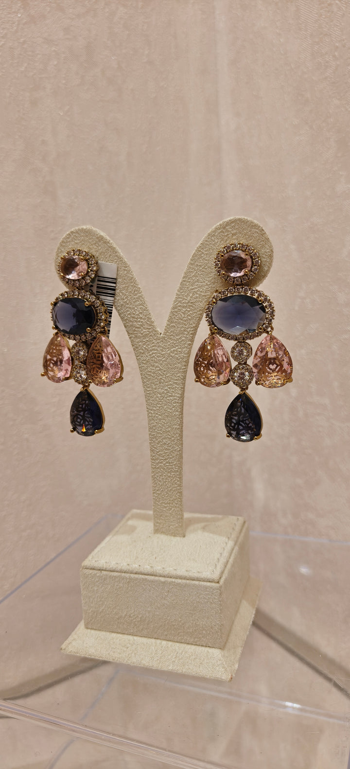 Blushing Rose & Midnight Blue Statement Earrings|Inaayat By Divya Taimni