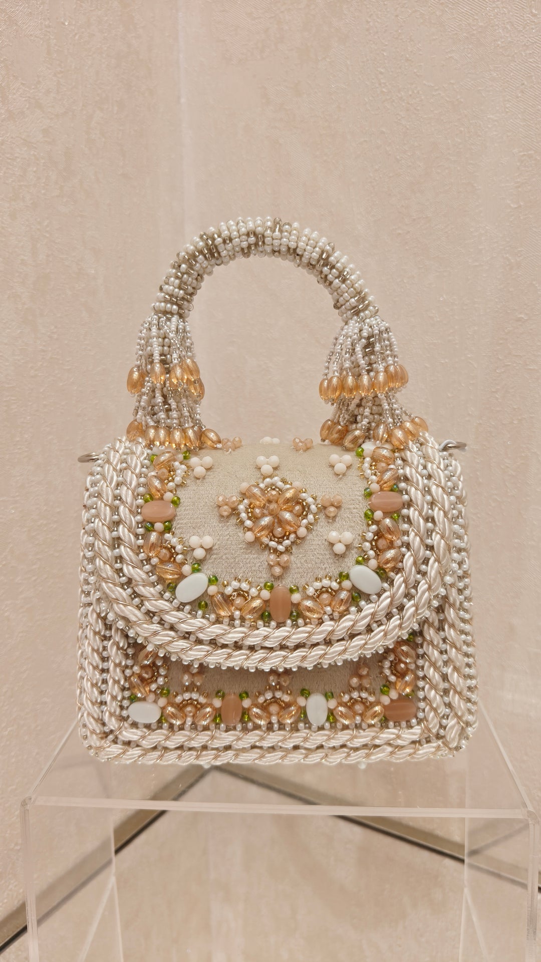 Ornate Maroon and Green Embellished Evening Bag| Al Falah