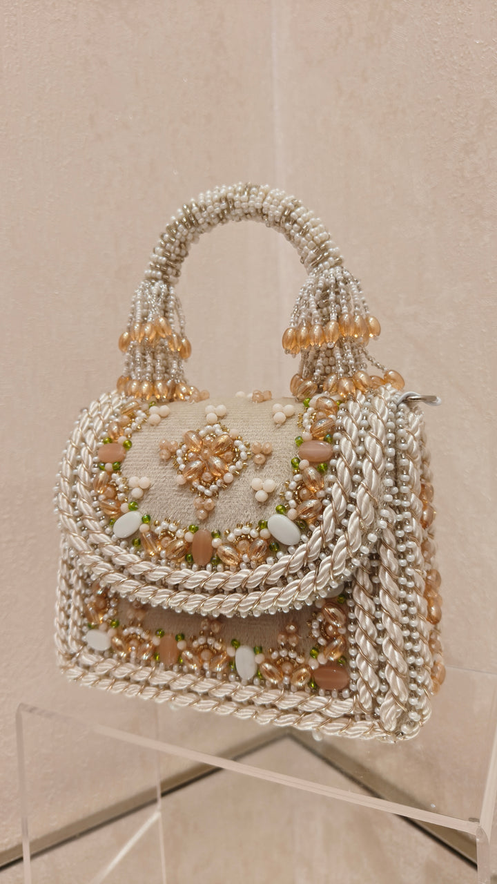 Ornate Maroon and Green Embellished Evening Bag| Al Falah