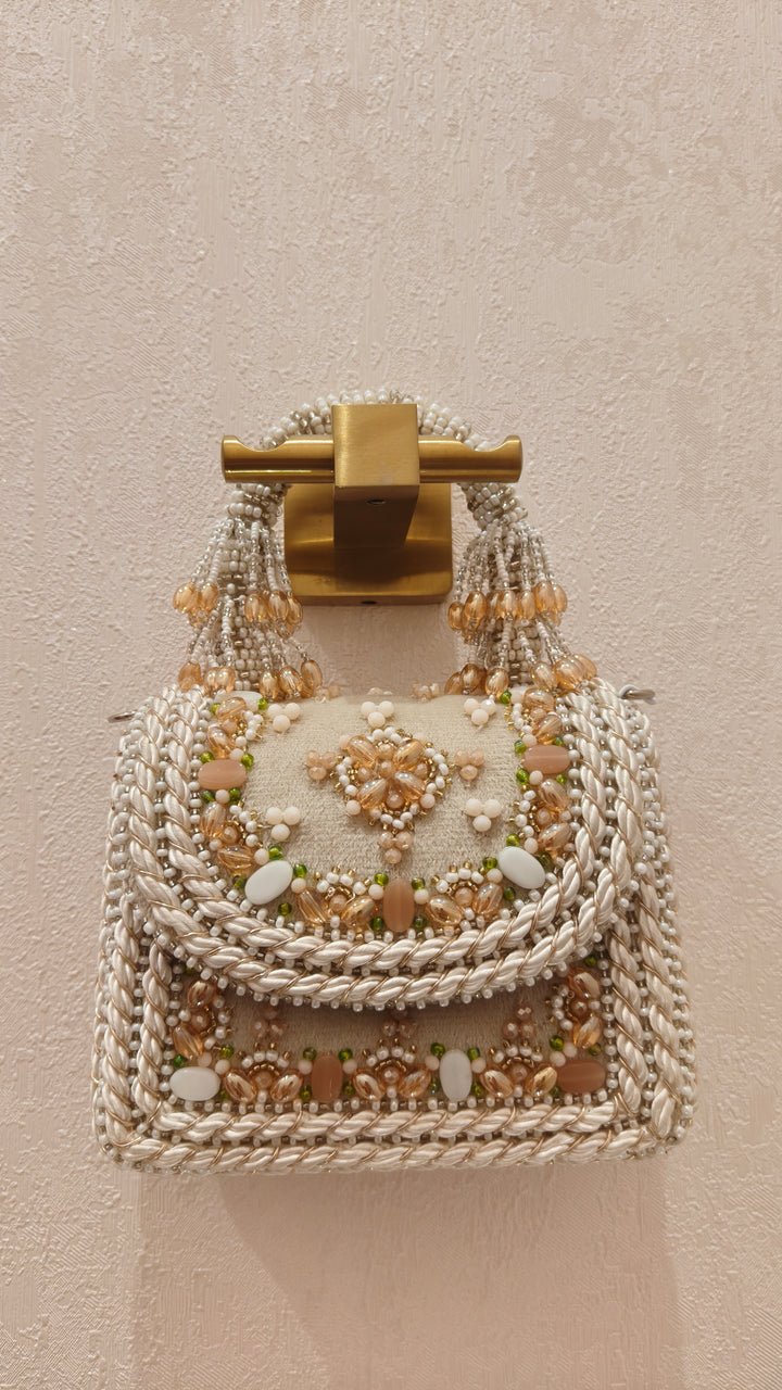 Ornate Maroon and Green Embellished Evening Bag| Al Falah