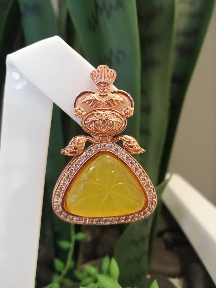Devki Rose Gold and Yellow Lotus Earrings|Inaayat by Divya Taimni