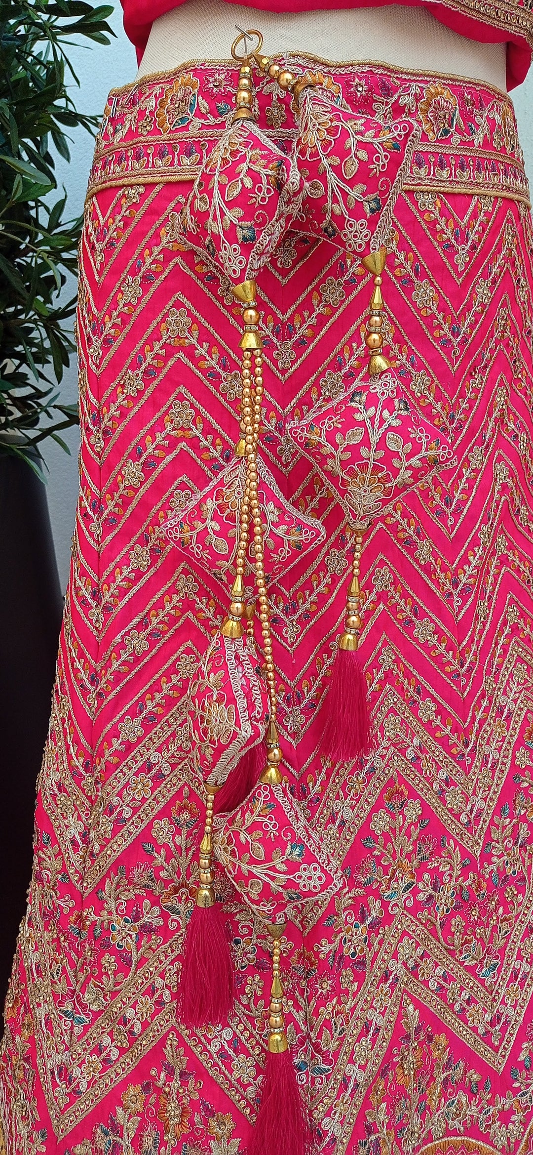 Shagun Bridal Rani Pink and Gold Royal Mughal Motifs Lehenga (Unstitched) | Inaayat by Divya Taimni