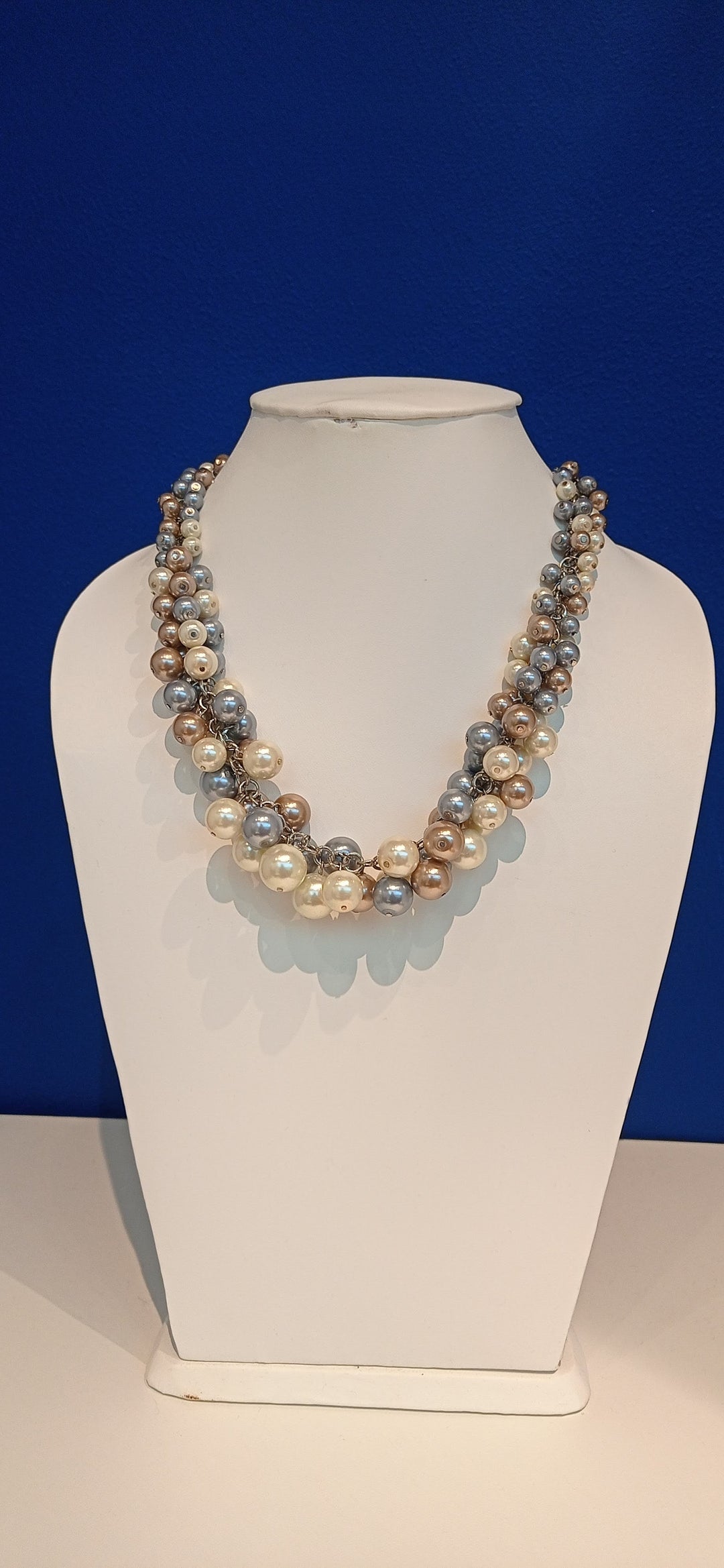 Parasa Pastel Pearl Triple-Strand Twisted Necklace