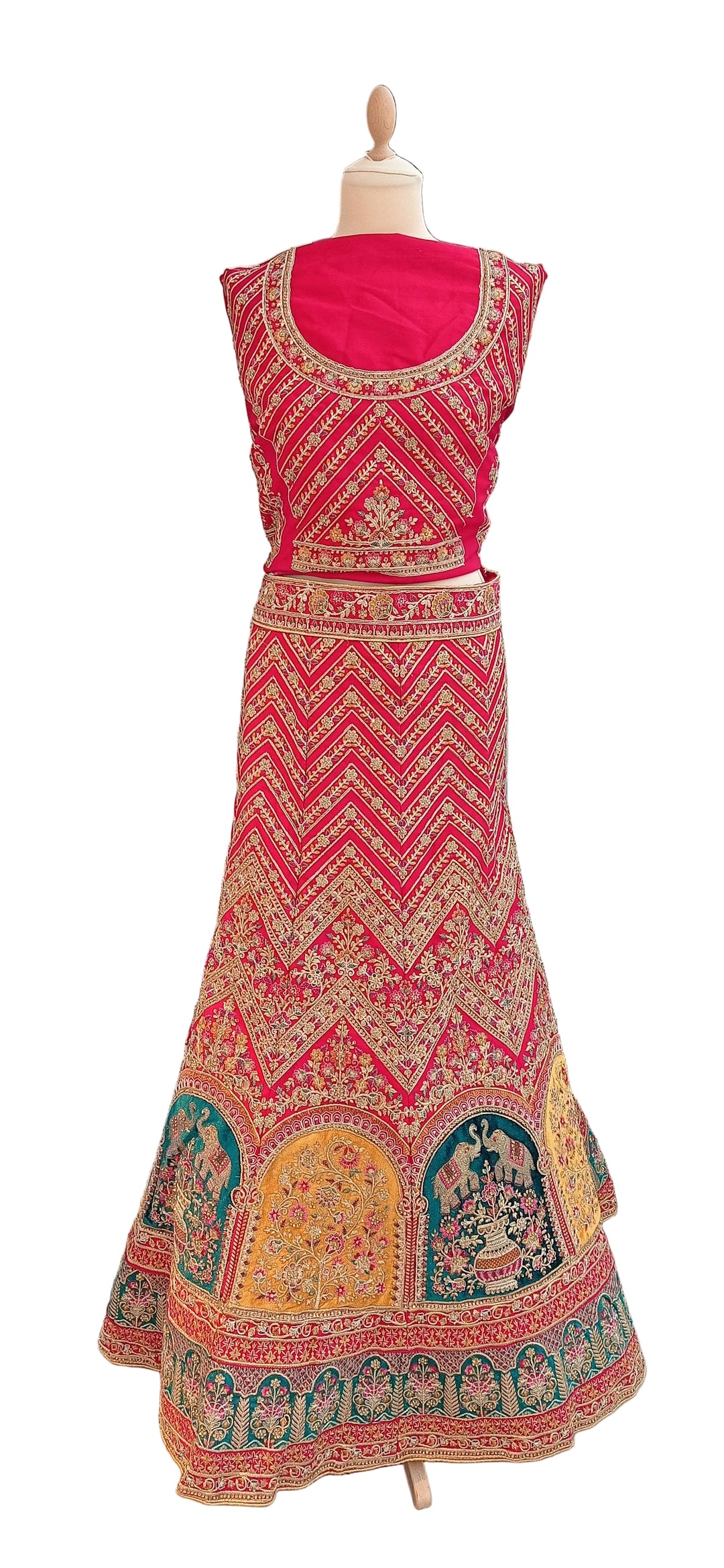 Shagun Bridal Red Bridal  and Gold Mughal Lehenga (Unstitched) | Inaayat by Divya Taimni