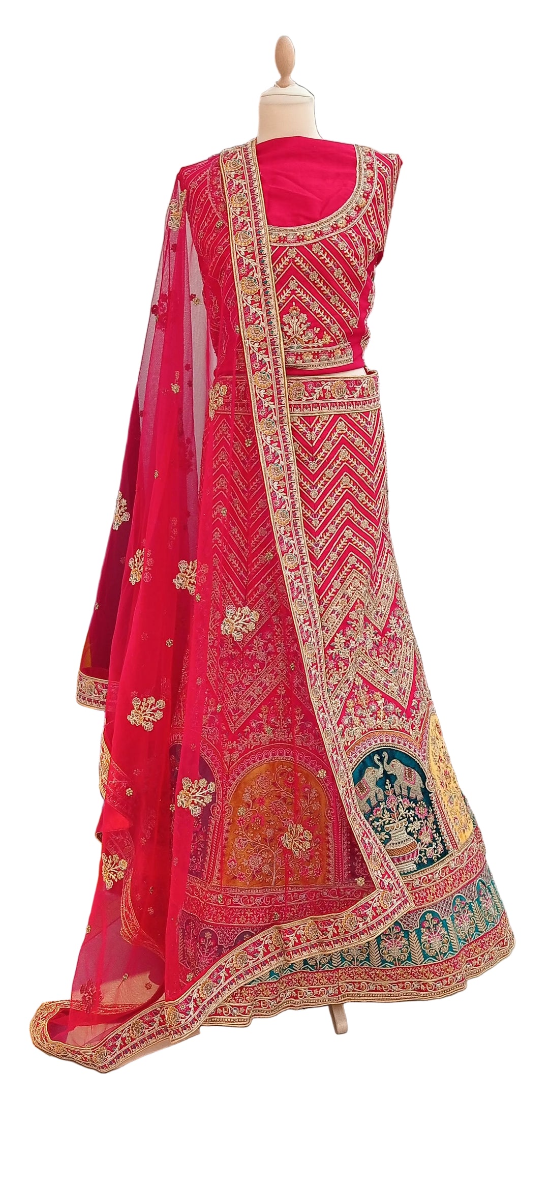 Shagun Bridal Red Bridal  and Gold Mughal Lehenga (Unstitched) | Inaayat by Divya Taimni