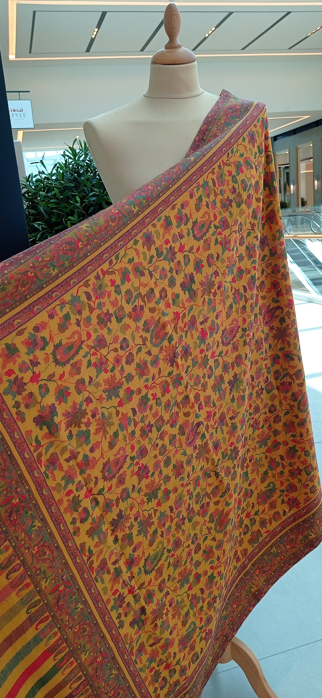 Bhoomi Yellow Kashmiri Kani Cashmere Shawl with Paisley and Floral Designs |House Of Inaayat