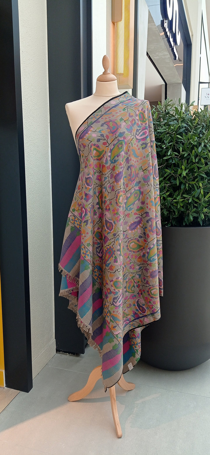 Emaan Light Grey Kashmiri Kani Pashmina Shawl |House Of Inaayat
