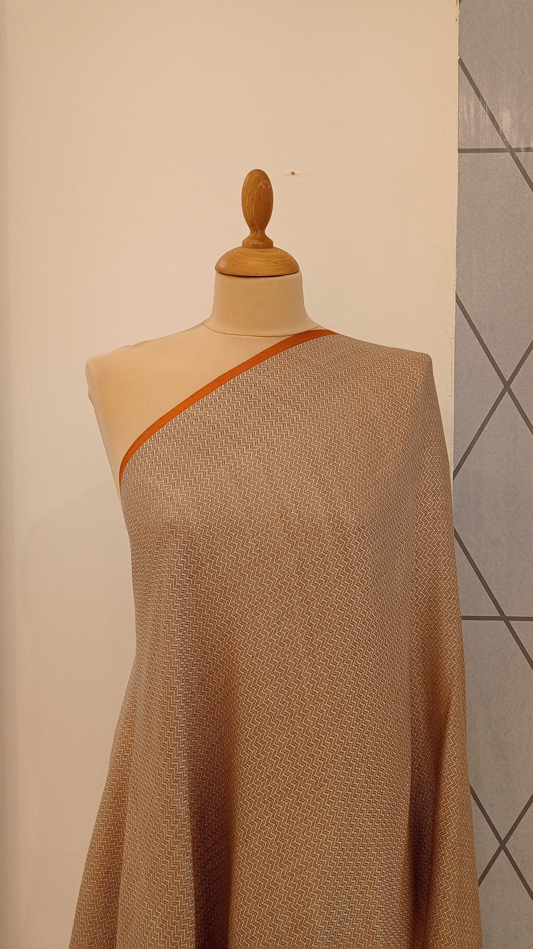 Cherry Red,Beige and Orange Stripe Scarf