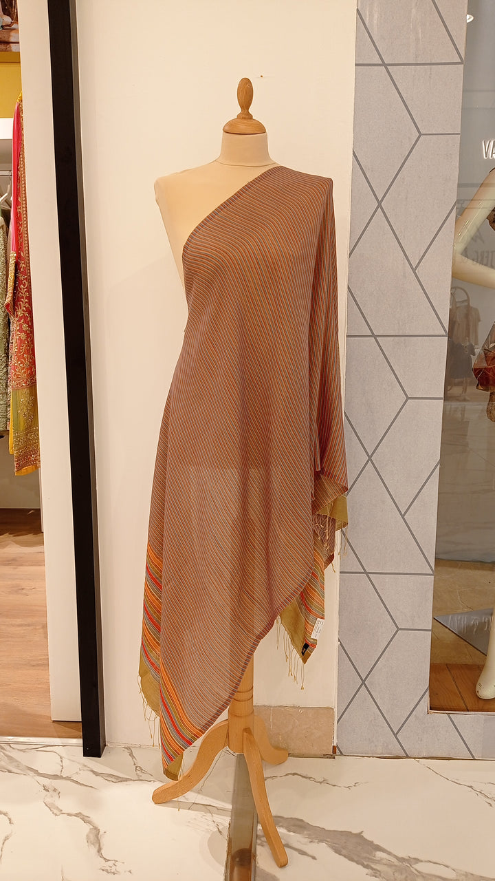 Cherry Red,Beige and Orange Stripe Scarf