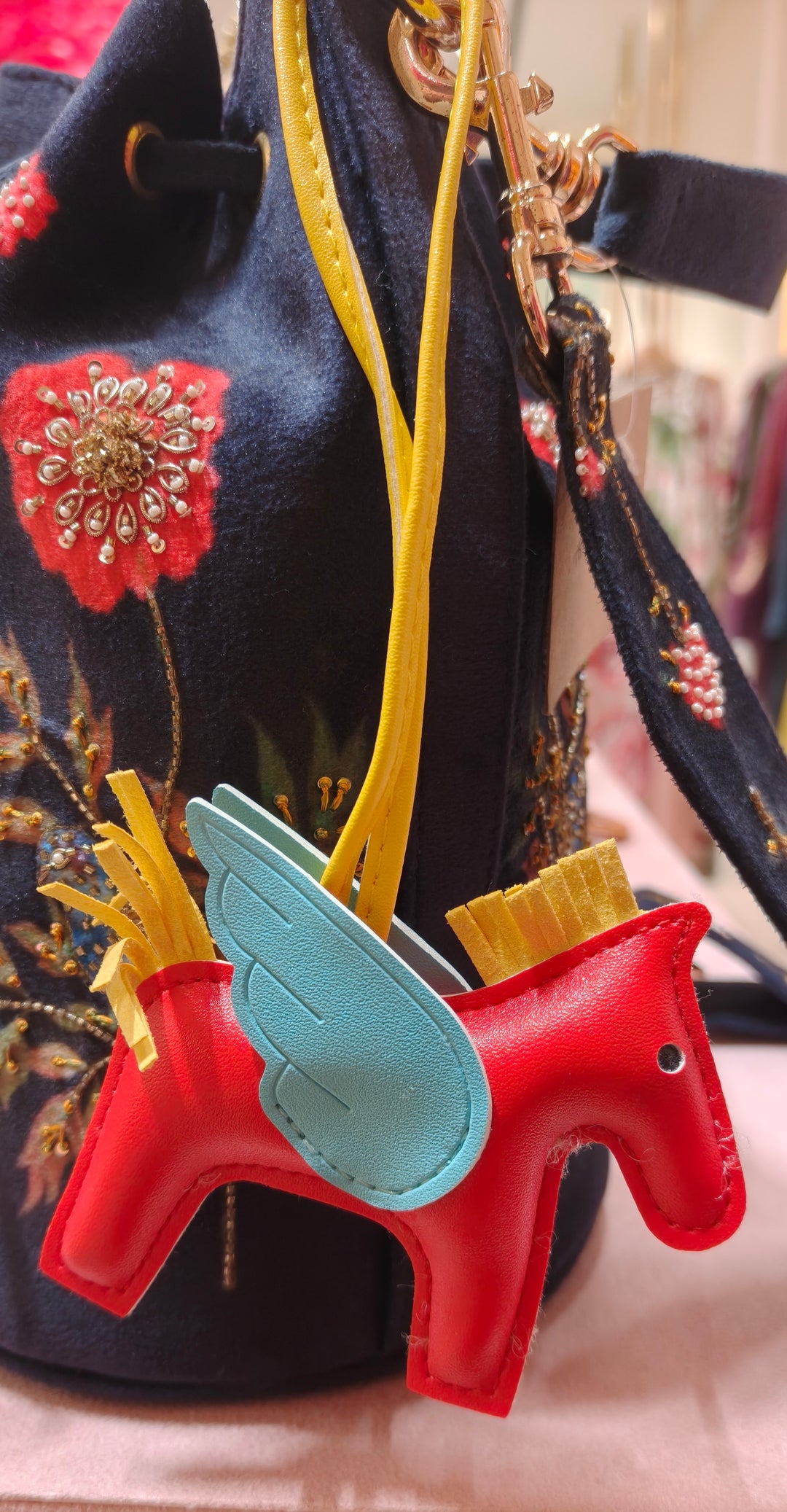 Beige Pegasus Bag Charm | House of Inaayat