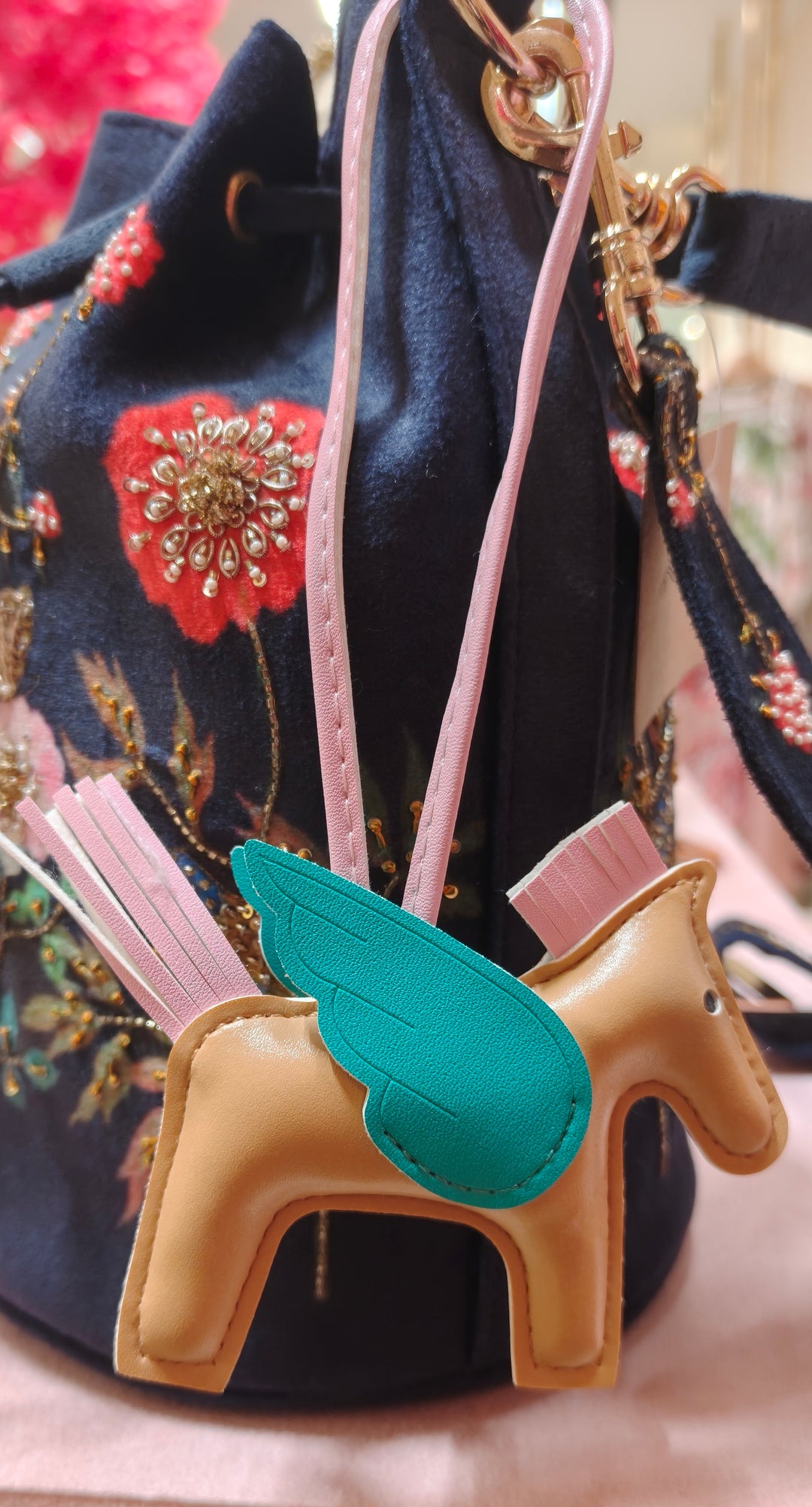 Beige Pegasus Bag Charm | House of Inaayat