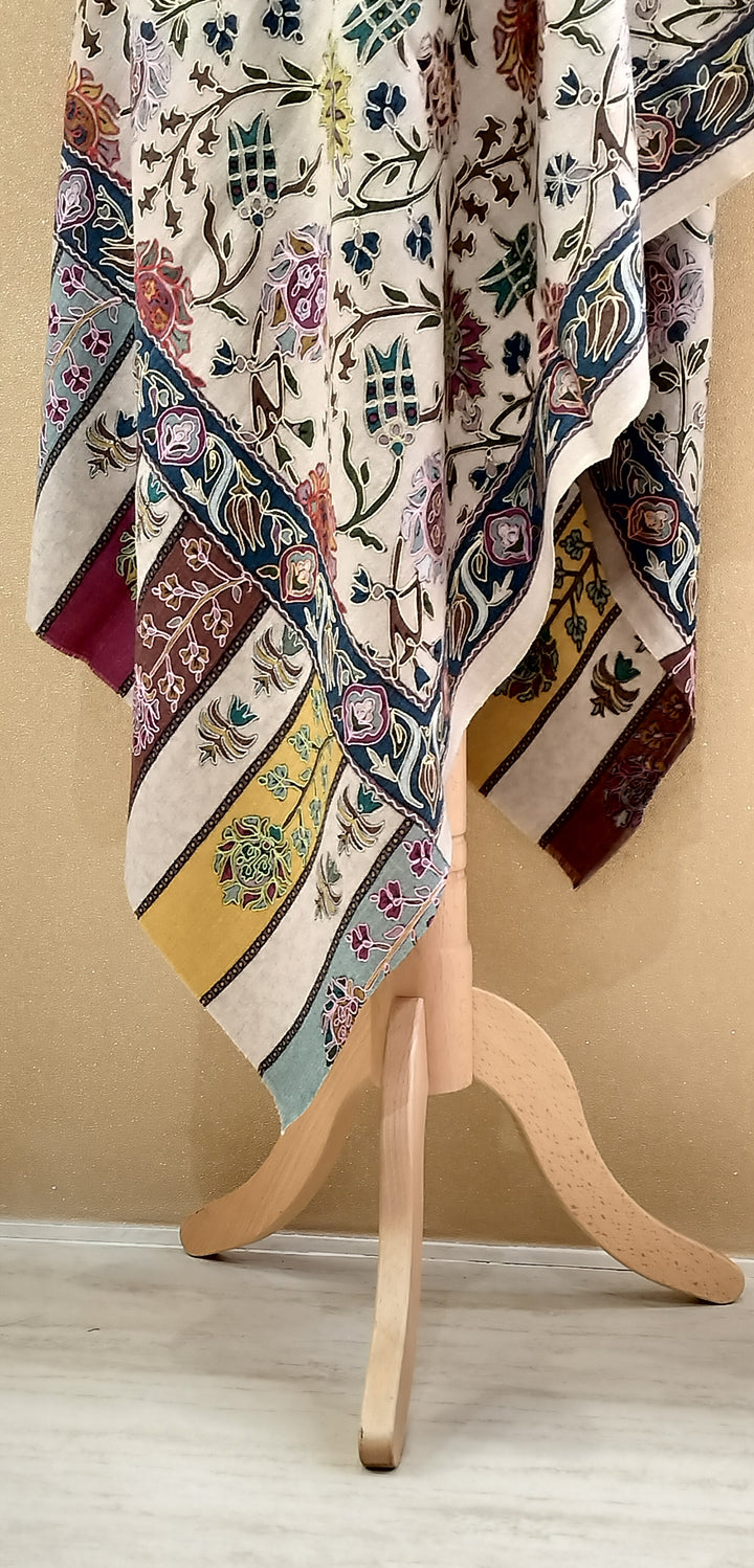 Cloud Grey Floral Jaal Embroidered Wrap|House Of Inaayat