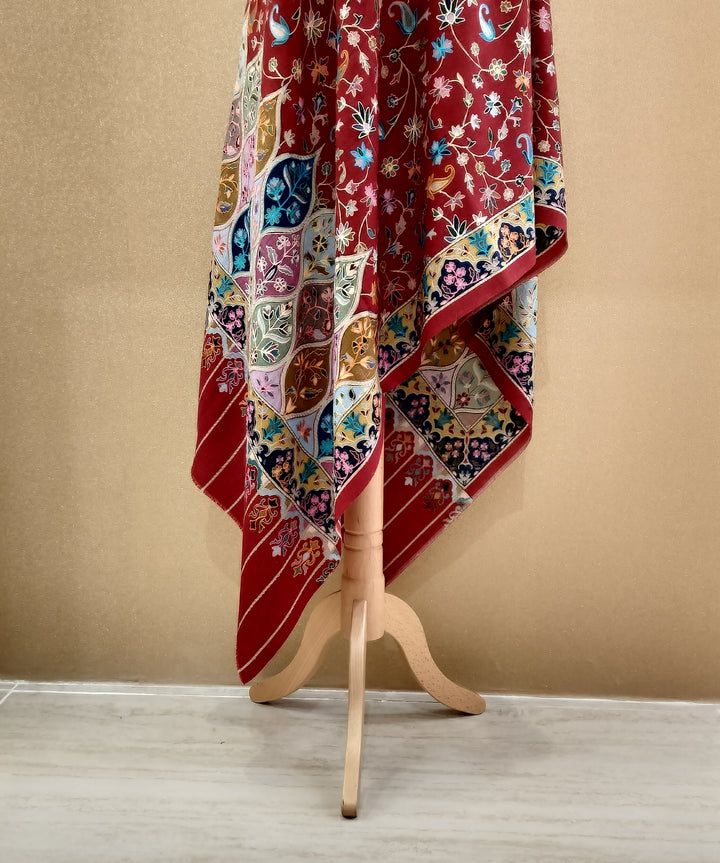 Crimson Floral Mosaic Wrap|House Of Inaayat