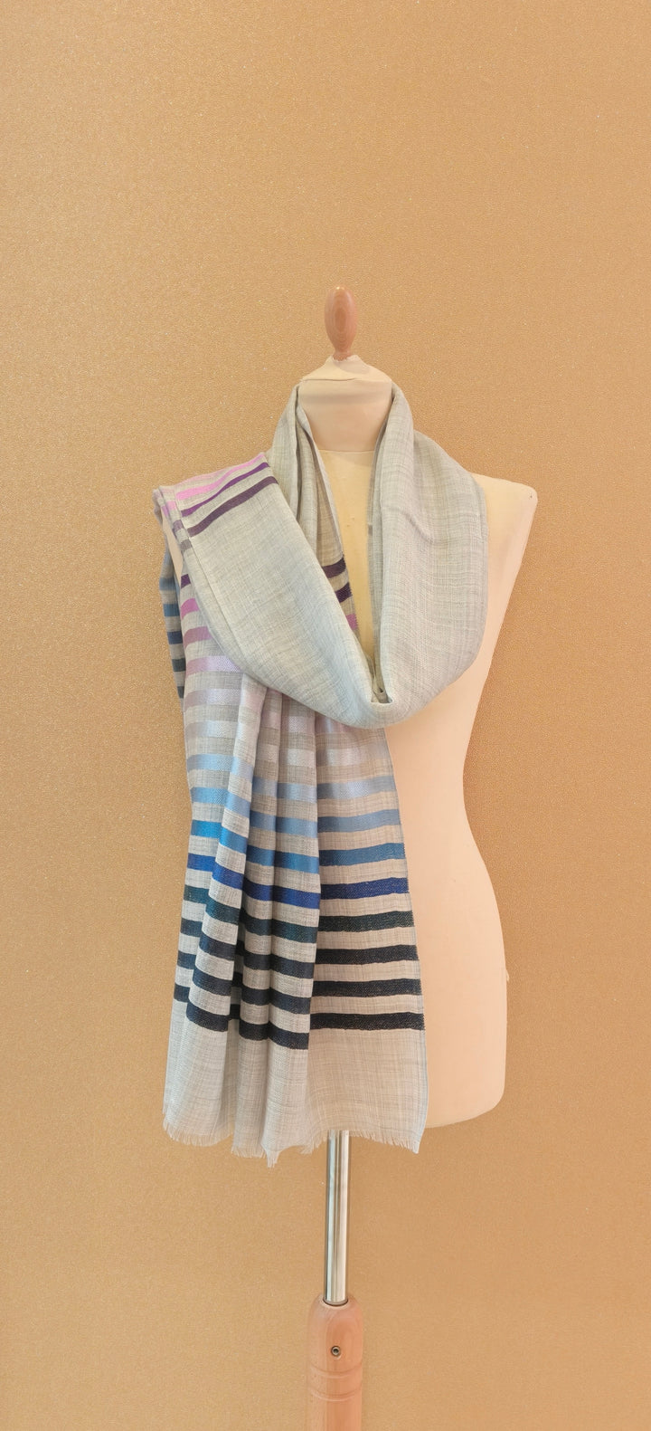 Chic Lavender and Blue Gradient Striped Scarf |House of Inaayat