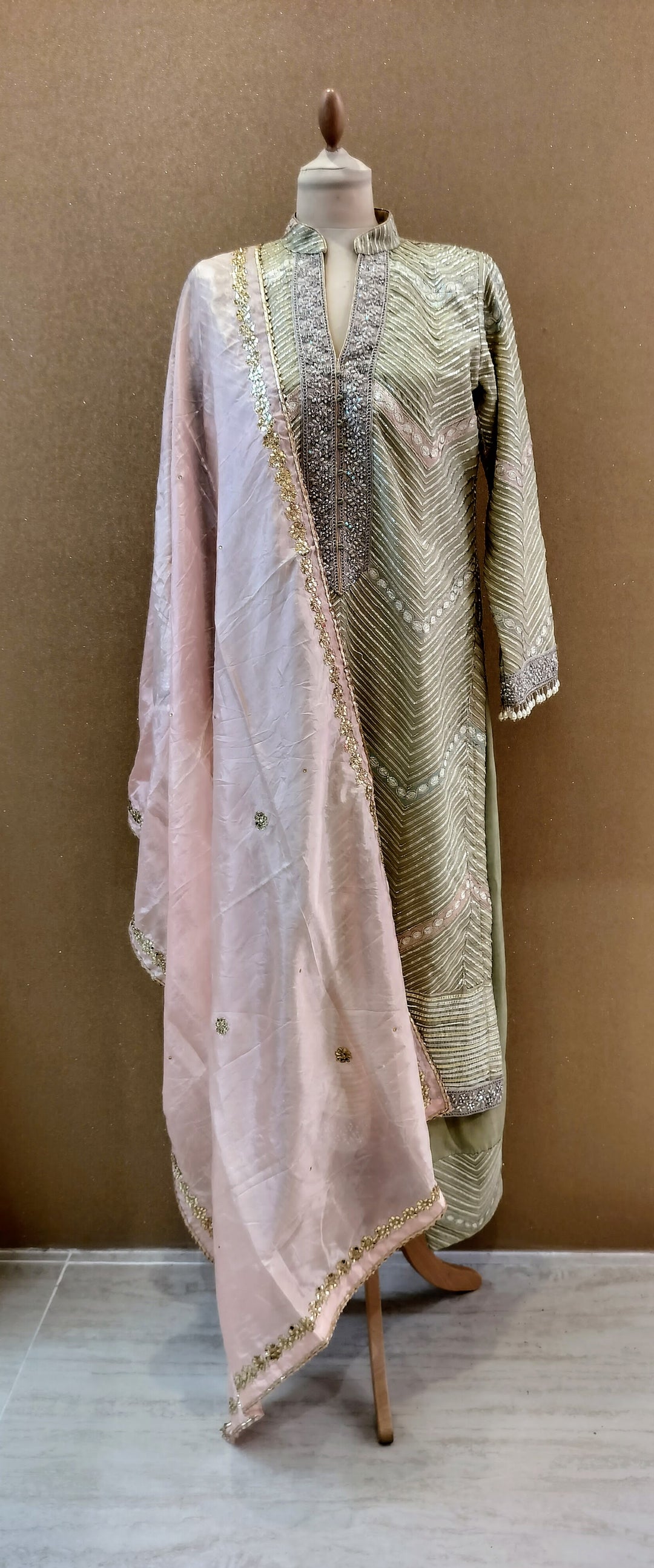 Sage Green Gottapatti Suit|Kuwarani Ritu