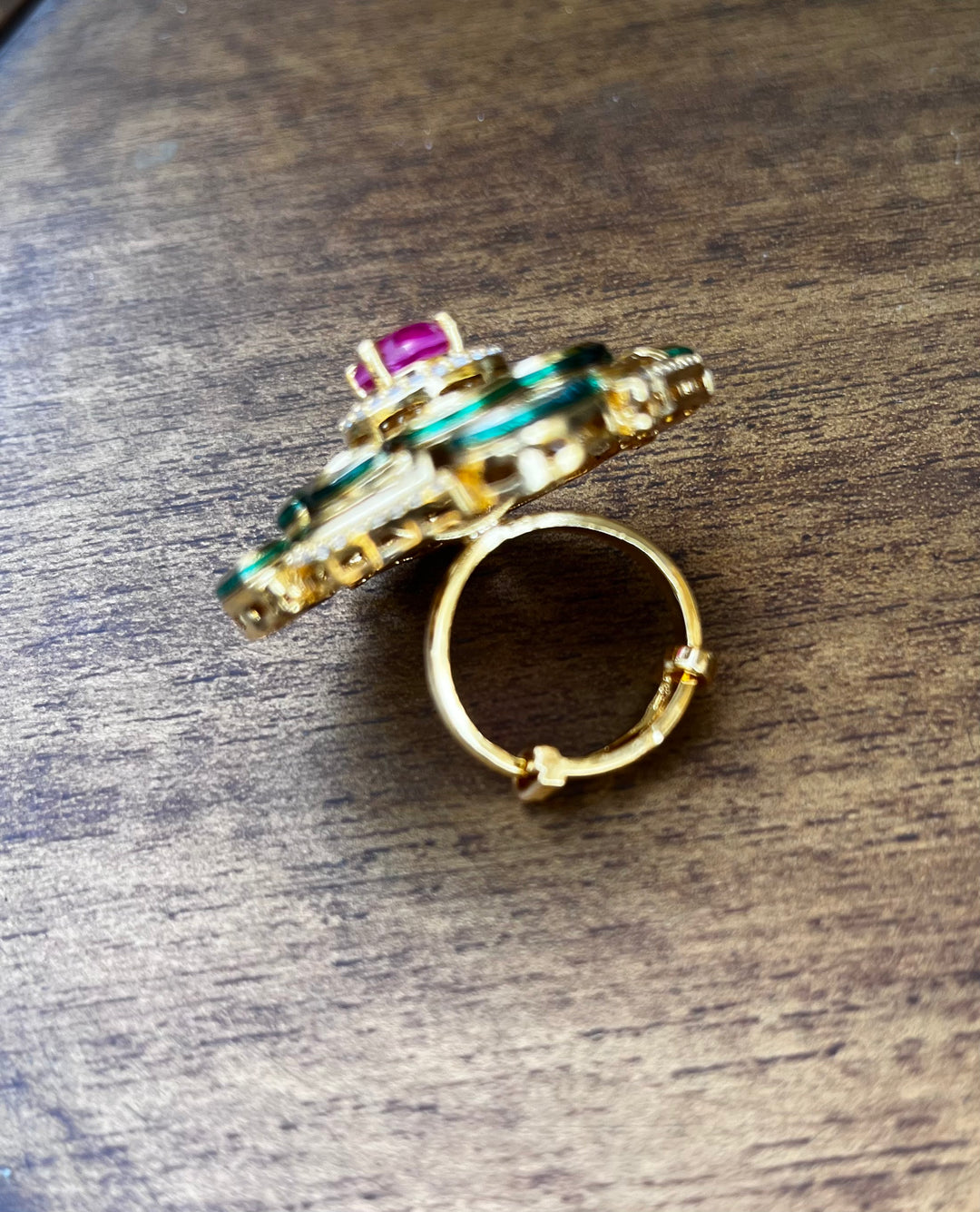 Kundan Adjustable Ring with a Ruby Red Center Stone |Inaayat by Divya Taimni