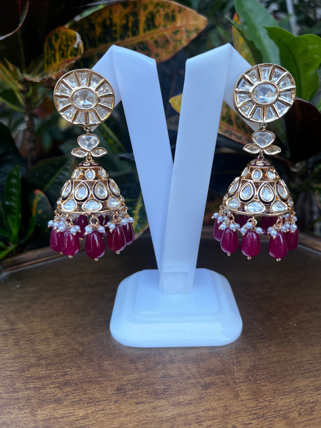 Jhumka with Red Drop Earring